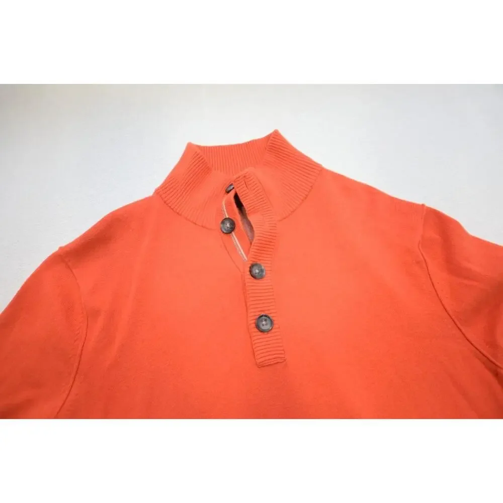 Banana Republic Orange Button Neck Sweater Cotton‎ Cashmere Mens Size Large